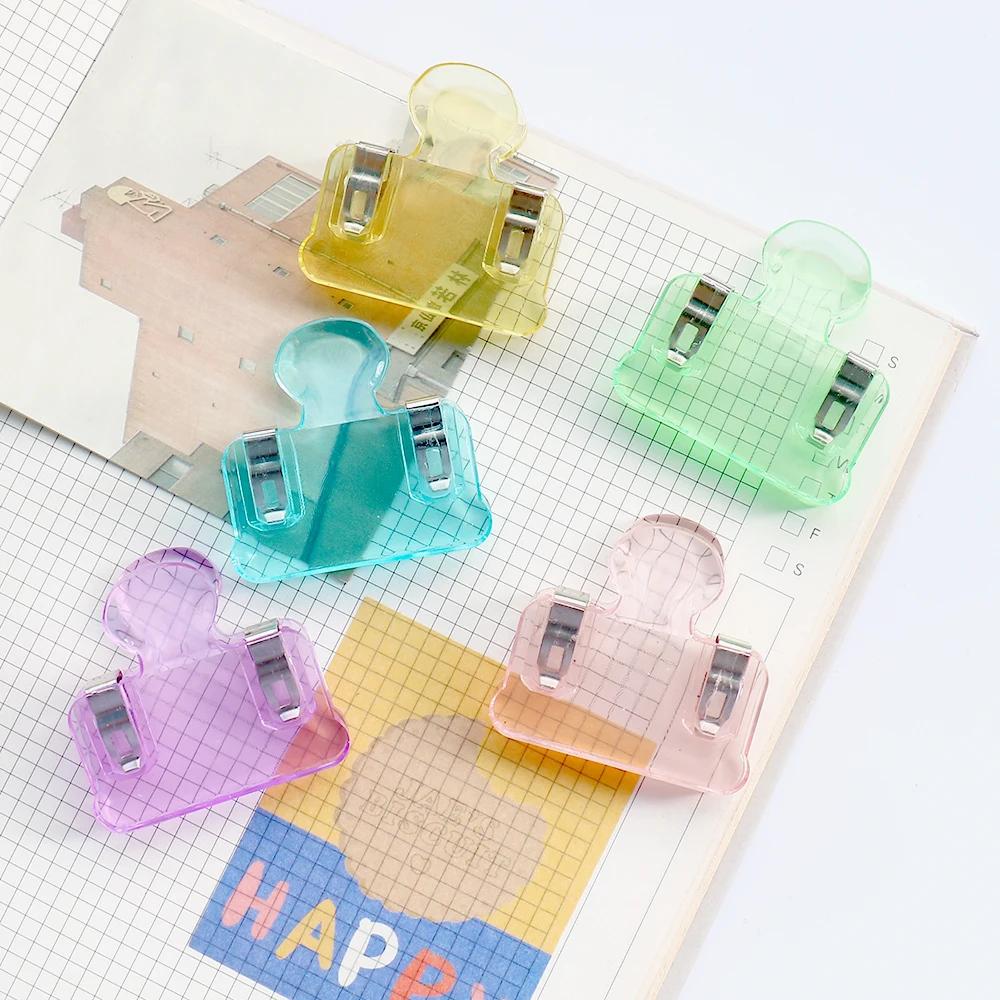 다채로운 귀여운 아크릴 바인더 클립 플래너 클립, 종이 클램프, 사무실 장식 용품, 학교 문구, 5 개 팩